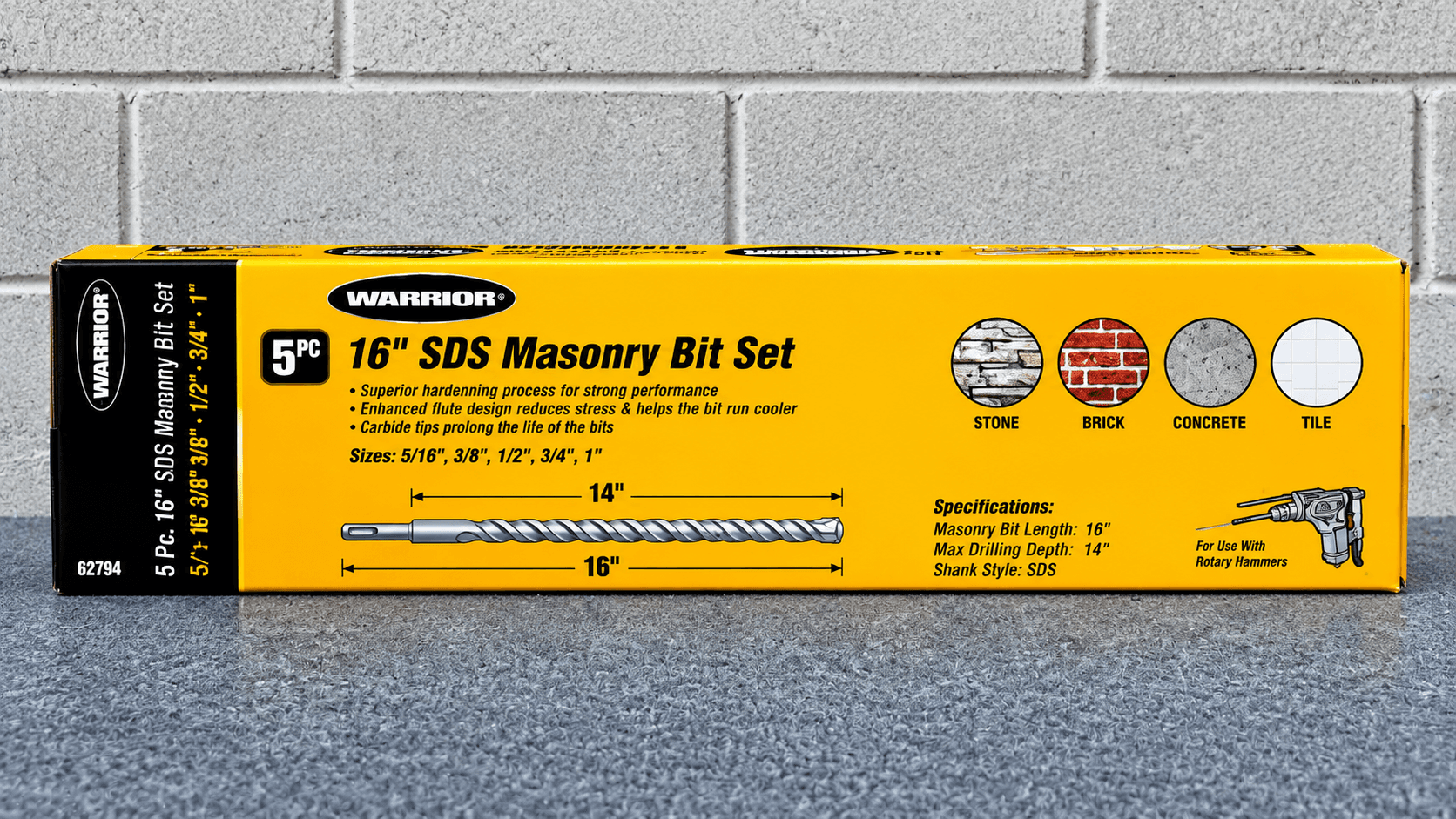 Warrior Masonry Drill Bit set 16”